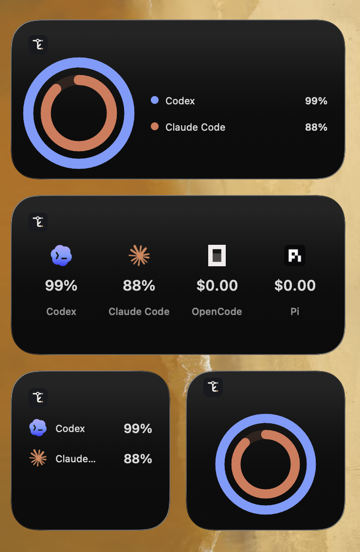 Toki macOS widgets preview